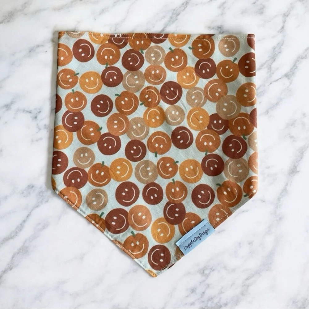 DOG Bandana - Pumpkin Smileys - Size L Large